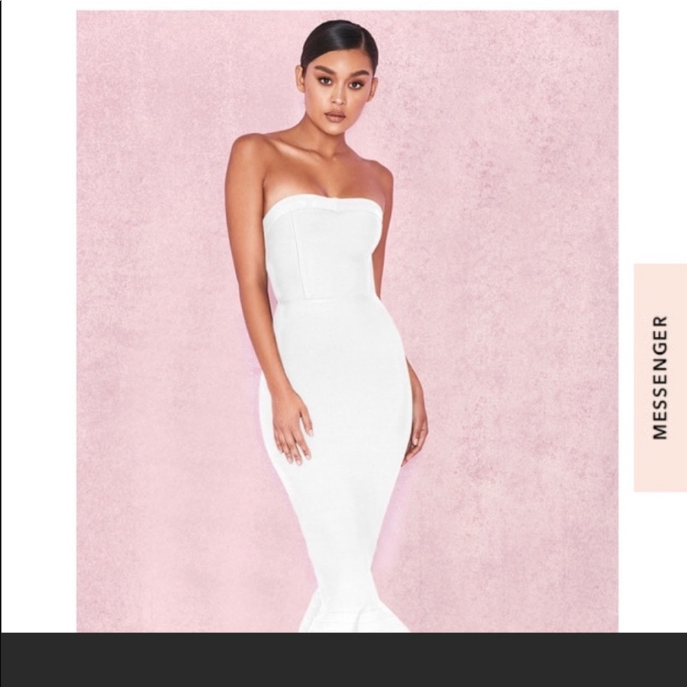 White Strapless Peplum Frill Dress